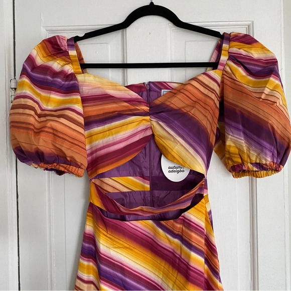 NWT Autumn Adeigbo Alyssa Dress Orange and Purple Stripe Size 0 - Picture 5 of 7